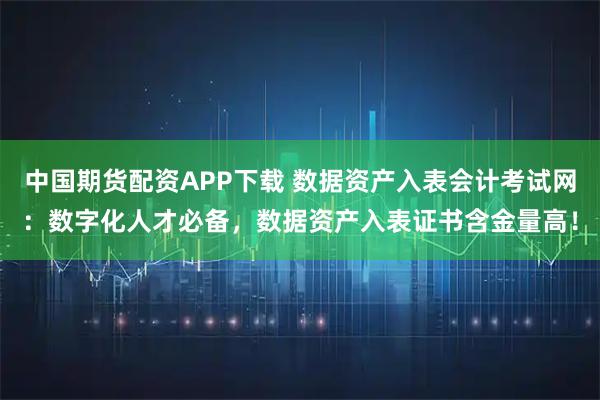 中国期货配资APP下载 数据资产入表会计考试网：数字化人才必备，数据资产入表证书含金量高！