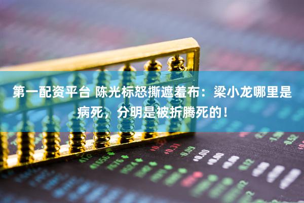 第一配资平台 陈光标怒撕遮羞布：梁小龙哪里是病死，分明是被折腾死的！